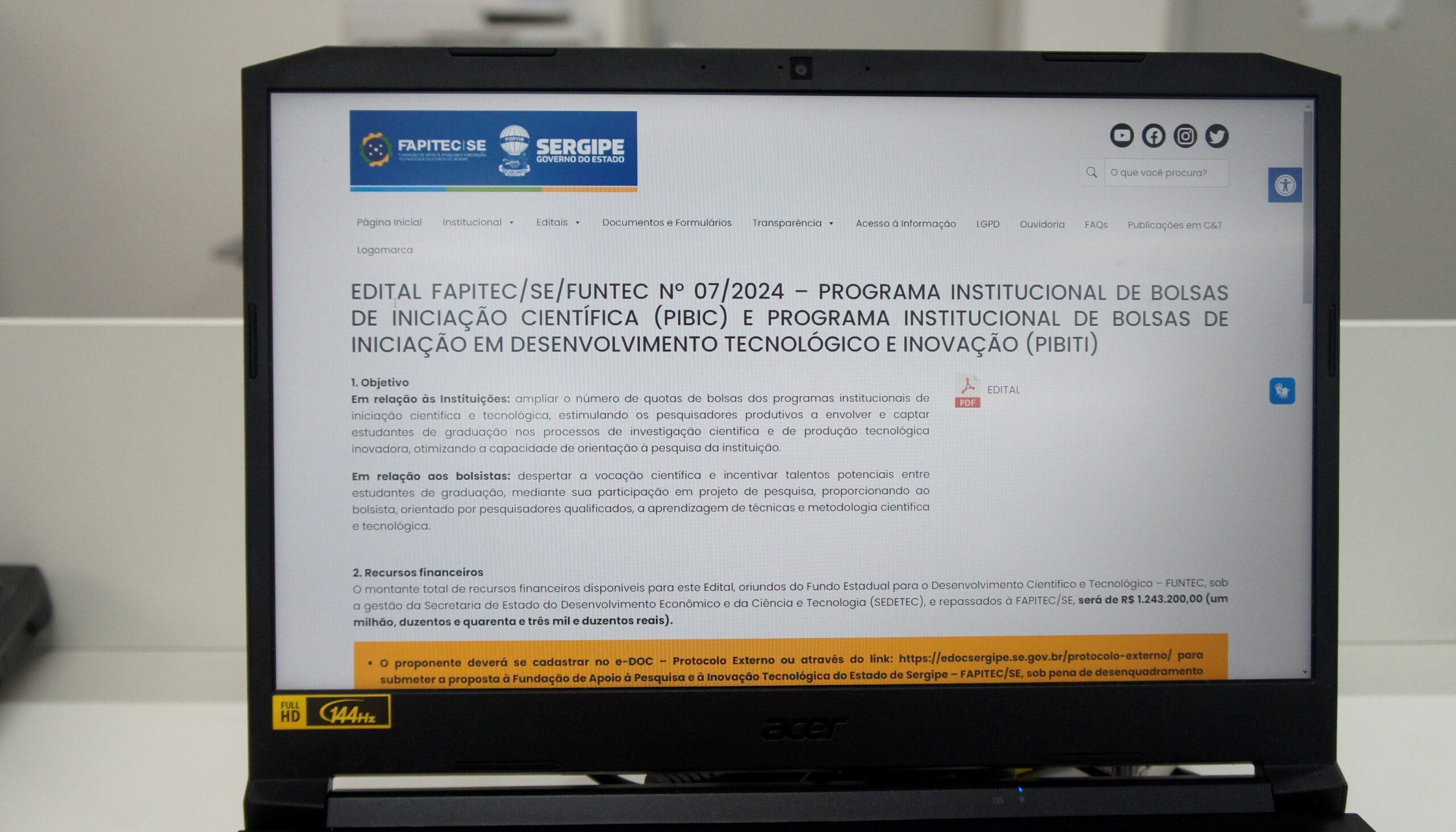Fapitec/SE lança dois novos programas para impulsionar pesquisa e inovação em Sergipe