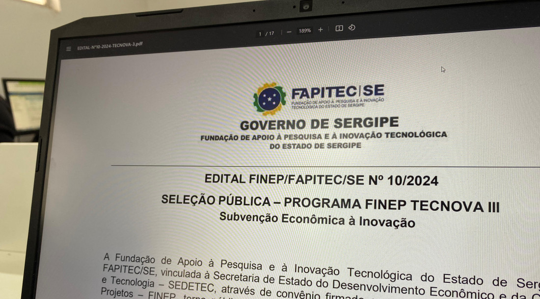 Fapitec/SE lança edital voltado para desenvolvimento de produtos e processos inovadores para empresas sergipanas