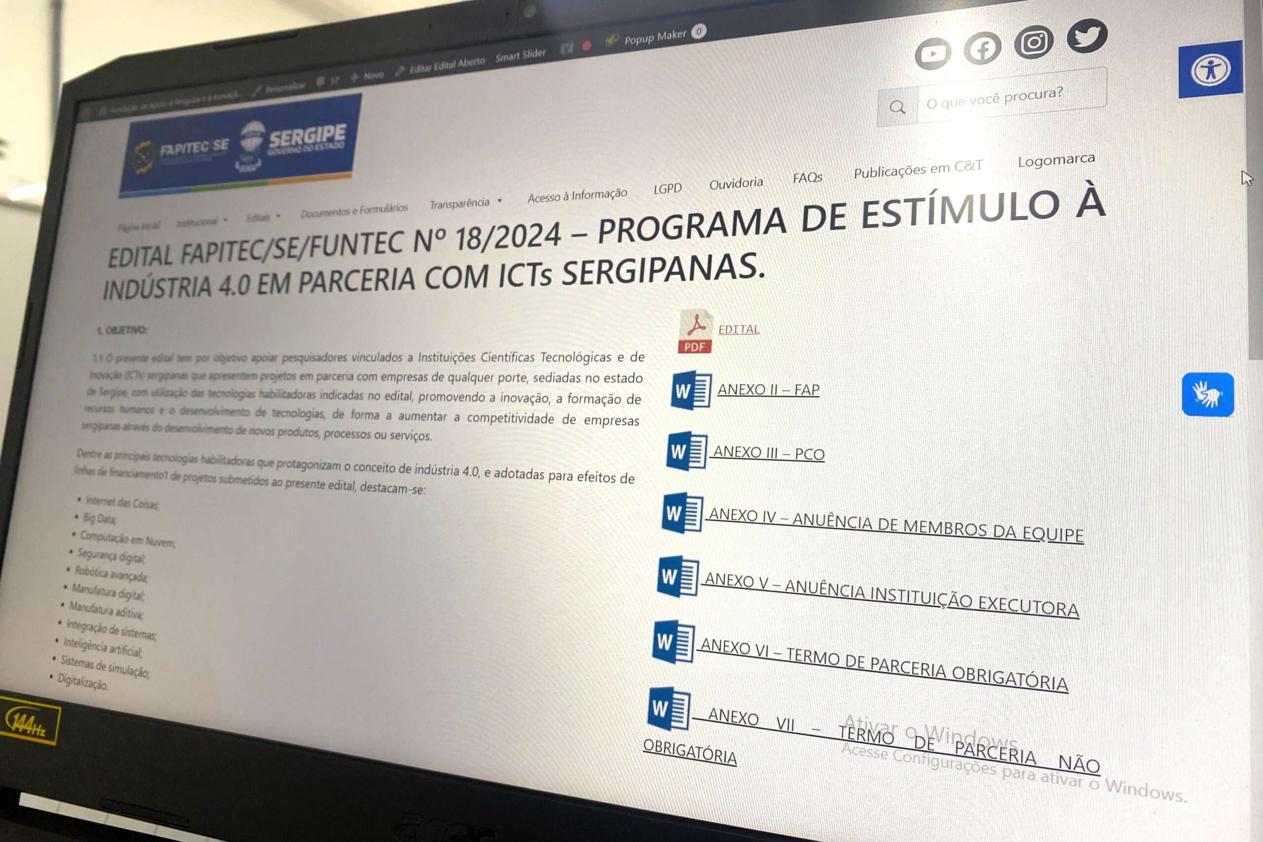 Fapitec/SE lança programa de estímulo à indústria 4.0 em parceria com Instituições Científicas e de Inovação Tecnológica em Sergipe
