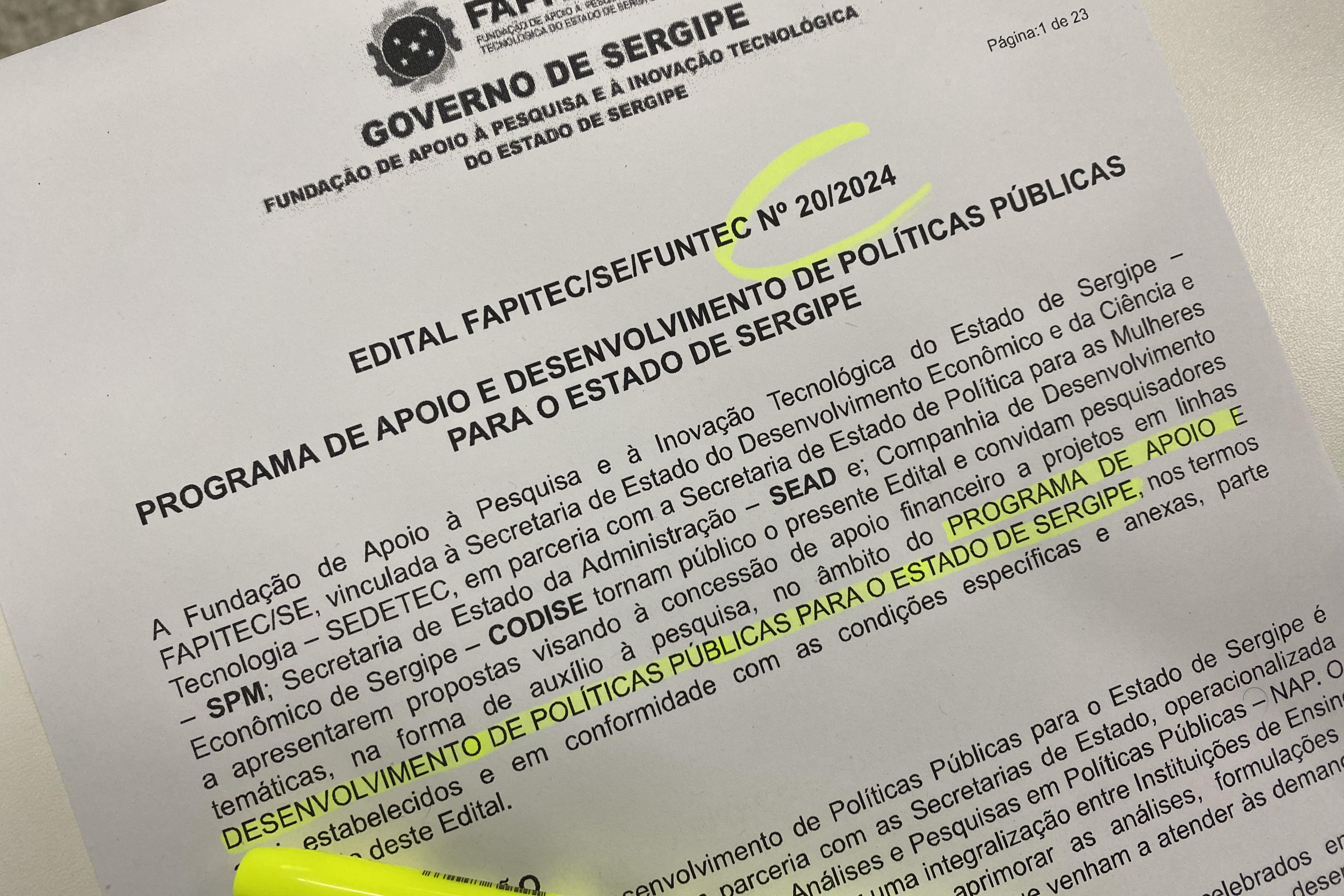 Fapitec/SE lança Programa de Apoio e Desenvolvimento de Políticas Públicas para o Estado de Sergipe