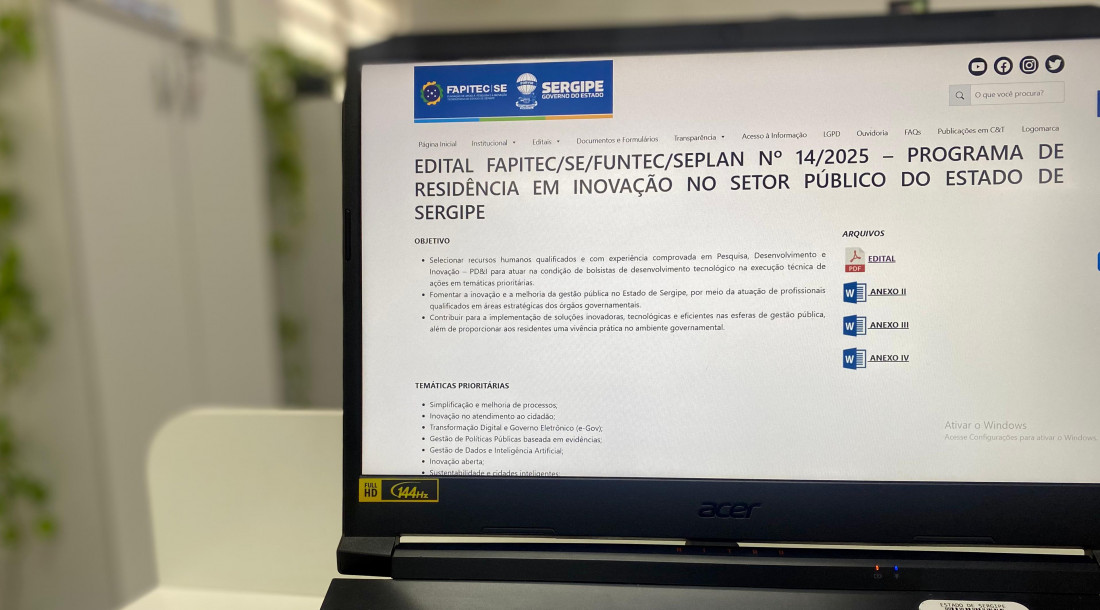 Fapitec/SE lança programa inédito para residência em inovação no setor público
